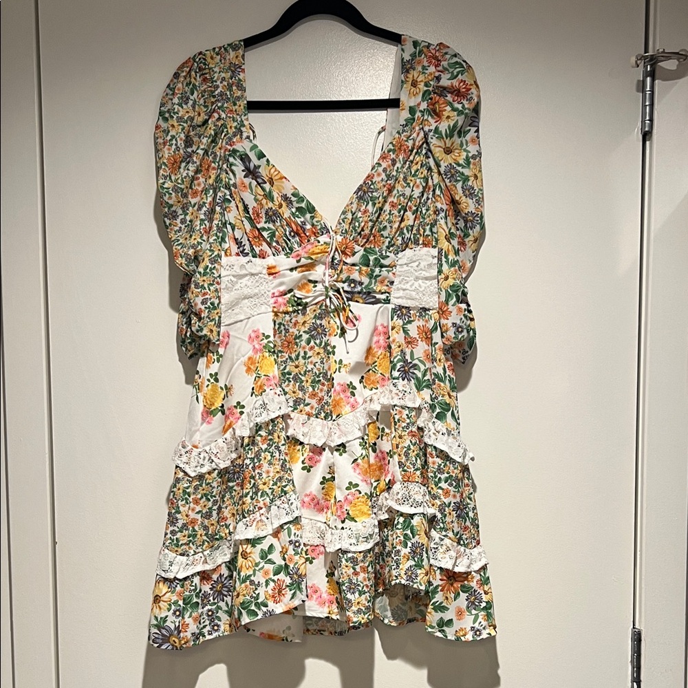 For Love and Lemons Rosalyn mini dress in green worn once